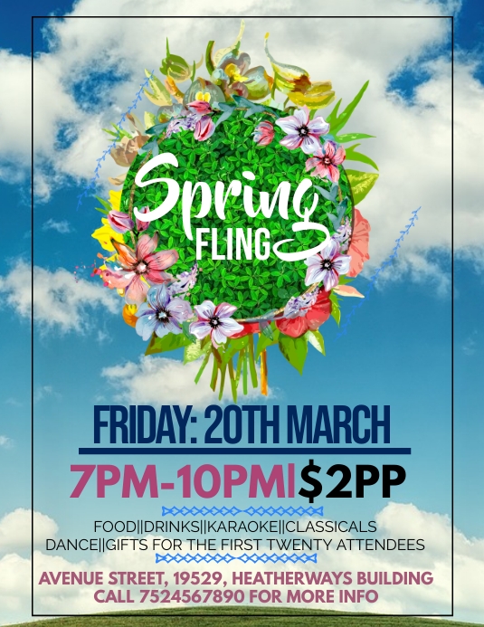 SLEEK SPRING FLING PARTY FLYER Template | PosterMyWall