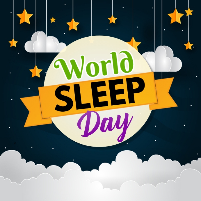 sleep day, world sleep day Instagram-opslag template