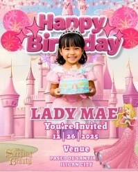 Sleeping Beauty Birthday Invatation Video Instagram Portrait template
