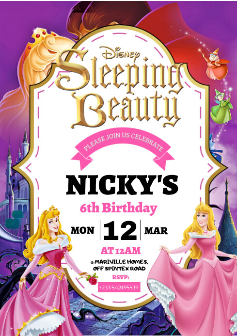 Sleeping Beauty Birthday Party Invitation Template | PosterMyWall