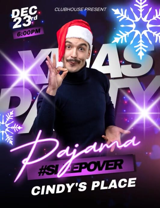 Sleepover Pajama Xmas Flyer (US Letter) template