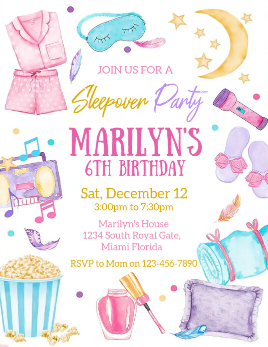 sleepover party Flyer (US-Letter) template