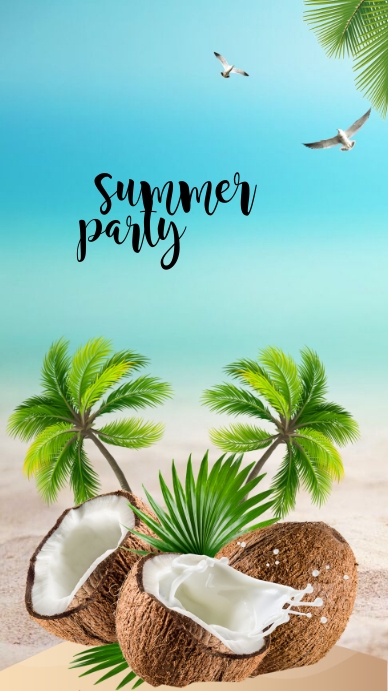 sliced coconuts and palm trees Instagram-Story template