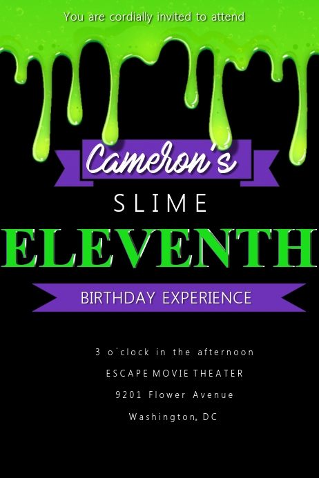 Slime Party Invitations Party Invitations Birthday Party