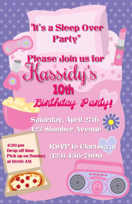 Modele Slumber Party Birthday Invitation Postermywall Modele Slumber Party Birthday Invitation Postermywall