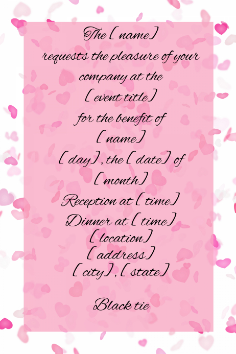 Small Business Dinner Reception Invitation Heart Confetti Template Postermywall