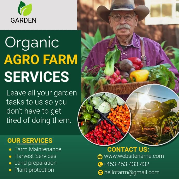 smart farming, green ,gardening, lawn mower Wpis na Instagrama template