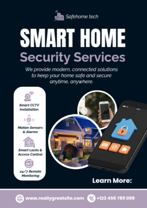 Copy of Smart Home Security Services Poster Template – Modern Safety ...