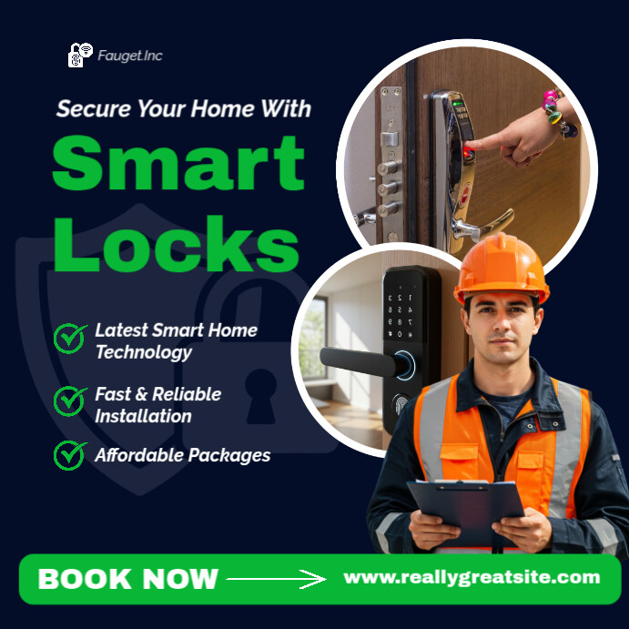 Smart Locks Installation Services Poster Template – Home & Office Security
