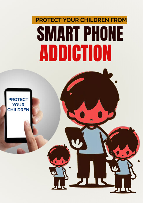 Smart phone addiction A4 template | PosterMyWall