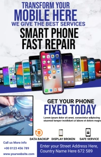 smart phone or mobile repairing service flyer Tabloid template