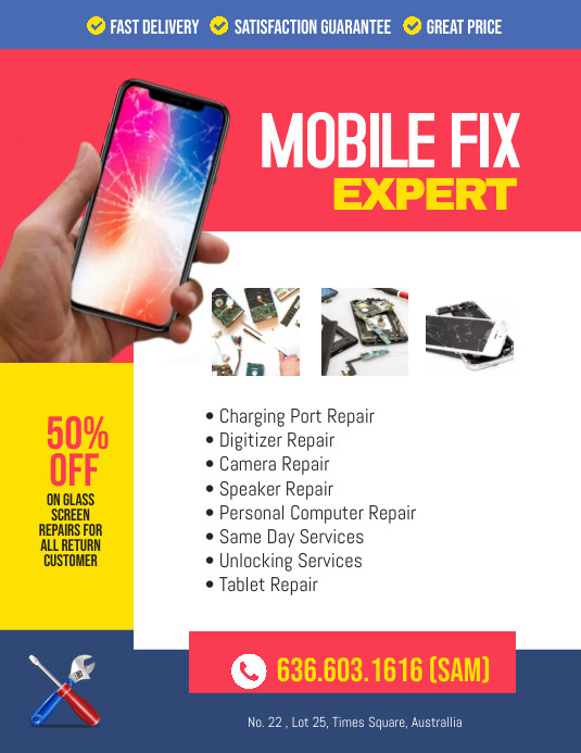 Smartphone Mobile Phone Repair Flyer Poster Postermywall