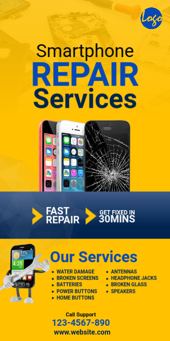 Service Ponsel Spanduk Layanan Perbaikan Ponsel Cerdas Templat | PosterMyWall