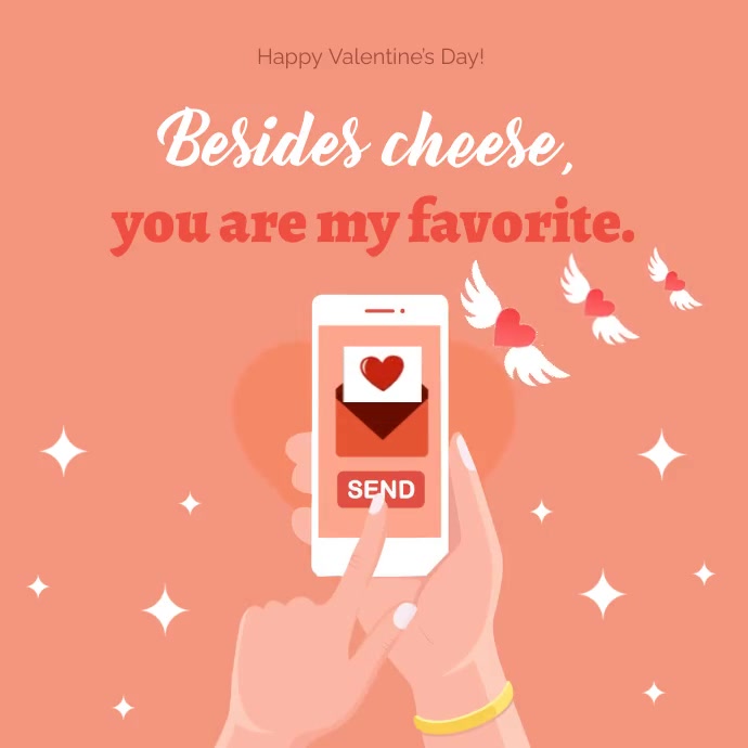 Smartphone Valentine's day wish Square (1:1) template