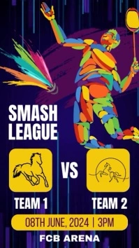 Smash League Badminton Instagram Story template