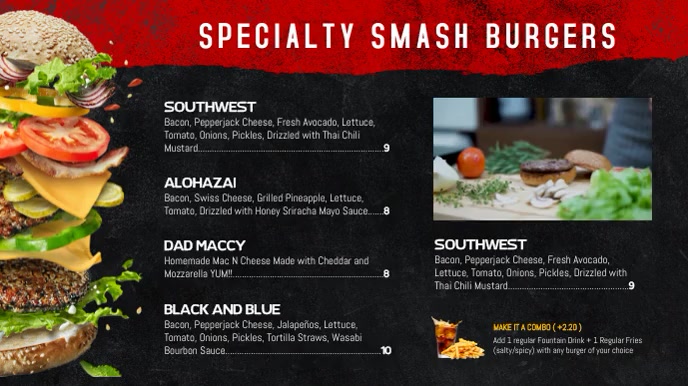 Smashburger Menu.pdf Smashburger Restaurant Digital Menu Template | PosterMyWall