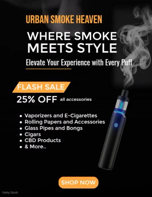 Urban Smoke Heaven | Modern Vape Shop Flash Sale Social Media Template | PosterMyWall Urban Smoke Heaven | Modern Vape Shop Flash Sale Social Media Template | PosterMyWall