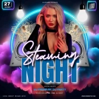 smoke smoking neon club party event design template Square (1:1)