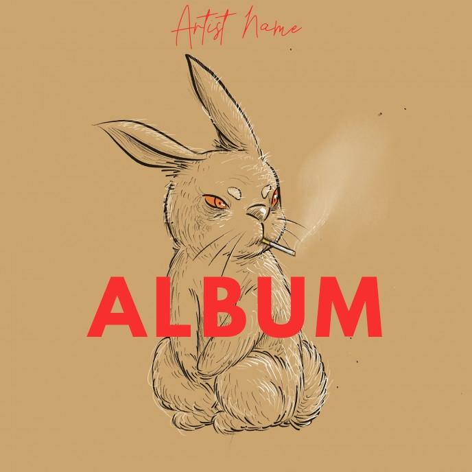 Smoking Rabbit Art Illustration album cover Template | PosterMyWall