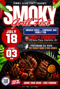 Smoky Grill Fest Party Poster template
