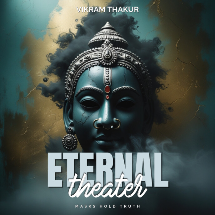 Smoky Indian Mask Grunge Cover – Kathakali Drama Texture Capa de álbum template