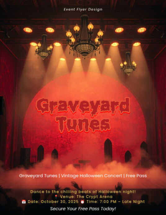 Copy of Smoky vintage gothic theme Halloween concert flyer template ...