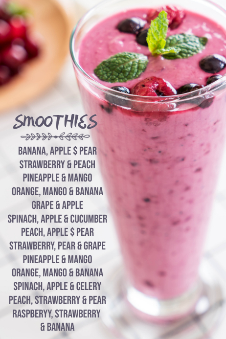 Smoothie Juice Menu Template Postermywall