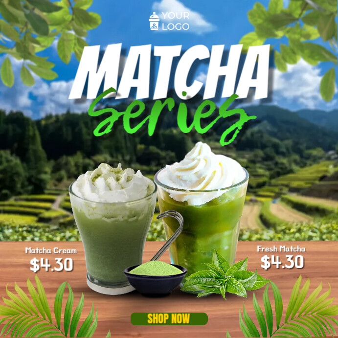 Smoothie Matcha Flavor Menu Template | PosterMyWall