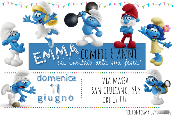 Smurfs Birthday Invitation โปสเตอร์ template