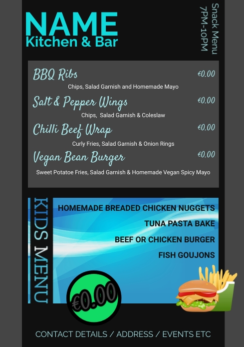 Pm Snack Example SNACK / PM MENU Template | PosterMyWall