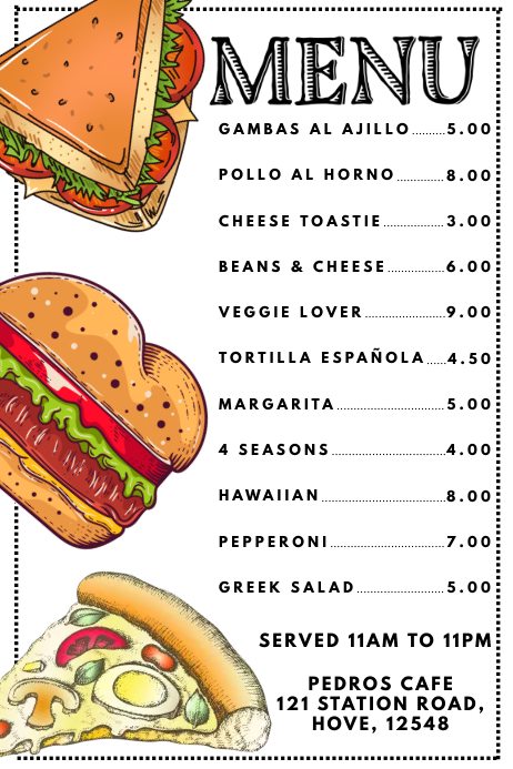 Copy of Snacks Fast Food Menu Design Template | PosterMyWall
