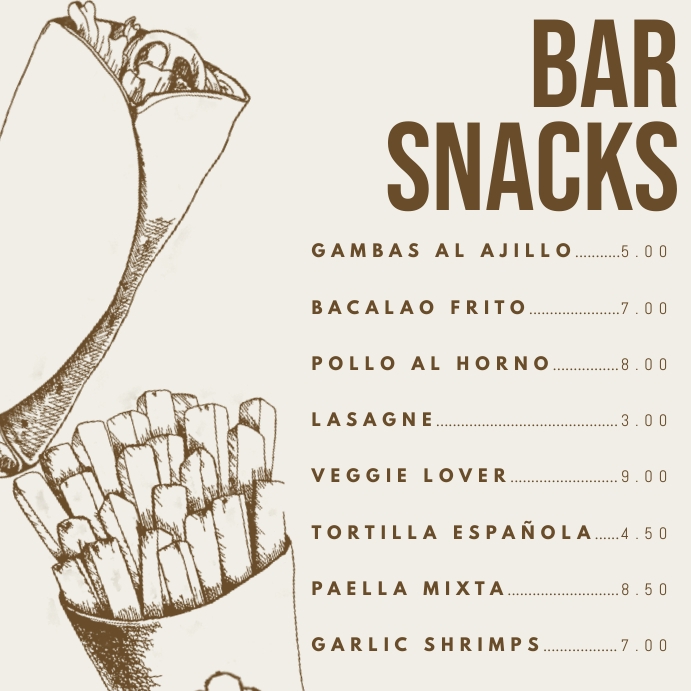 Snacks Menu Square Template | PosterMyWall