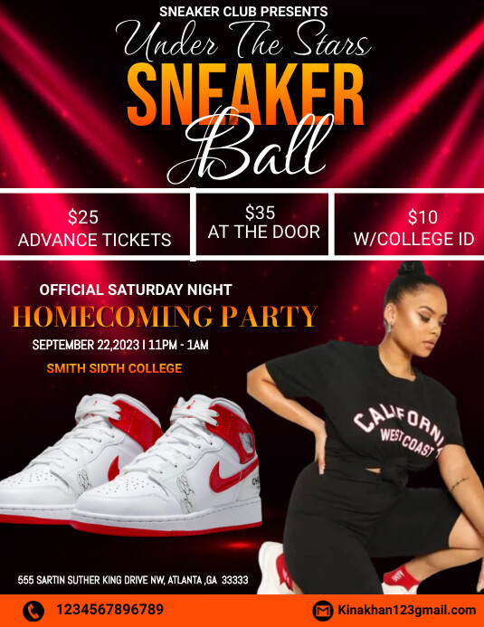 sneaker ball flyer Pamflet (Letter AS) template