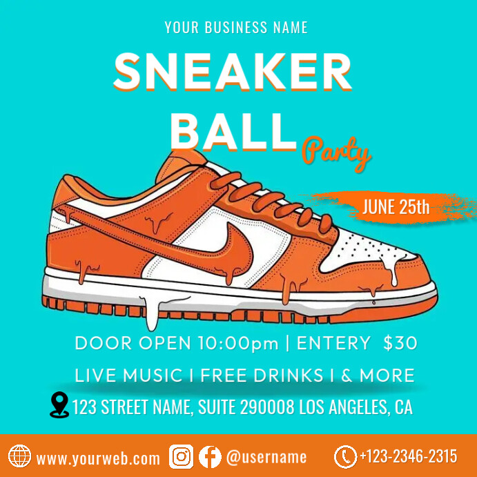 Sneaker Ball Flyer Template Free Instagram 帖子