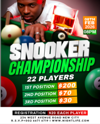Snooker Championship Billiards Tournament League Pool Competition Cup Bar Invitation Flyer Template Instagram Portrait