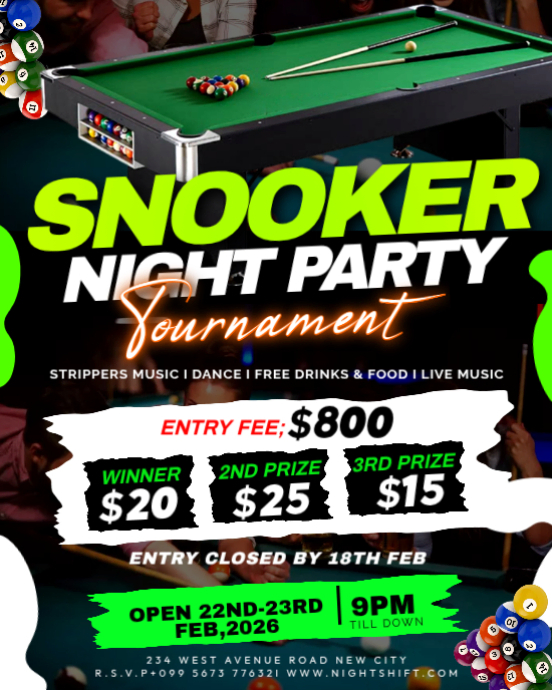 Snooker championship pool table tournament bar nightclub 8 9 ball ...