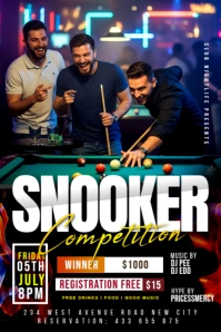 Snooker competition pool table tournament billiards match championship sports bar flyer template Póster