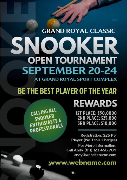 Snooker Tournament Flyer Template | PosterMyWall