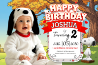 Snoopy Baby Birthday Tarpaulin Banner 4' × 6' template