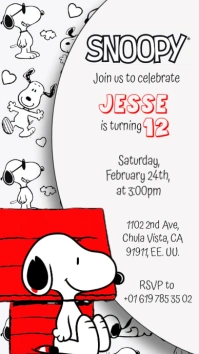Snoopy invitation peanuts Pantalla Digital (9:16) template