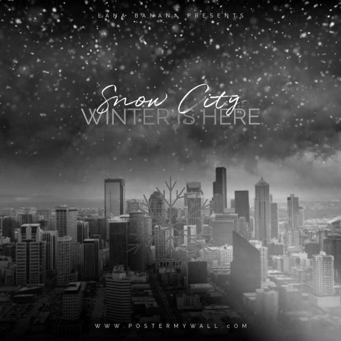 Snow City Winter Dark Video Album Cover Template