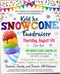 Snow Cone Fundraiser Flyer Template | School Fundraising Event Poster | Ice Cream Social Flyer Instagram Portrait