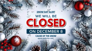 Snow day alert notice / closed for snow fall Digitale display (16:9) template
