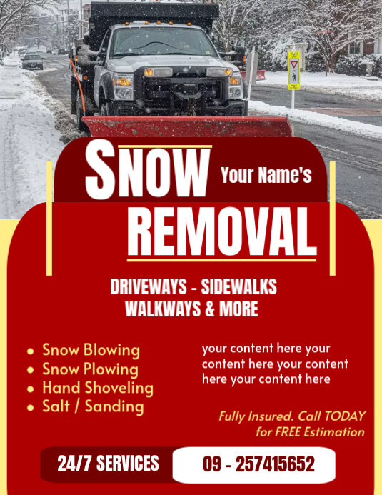 Snow Removal Flyer ใบปลิว (US Letter) template