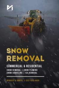 Residential & Commercial Snow Plowing Winter Service Promo Poster template