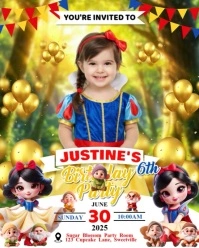 SNOW WHITE THEME BIRTHDAY INVITATION FOR KIDS Instagram Portrait template