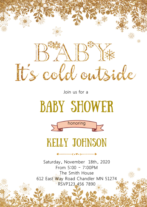 Snowflake baby shower invitation Template | PosterMyWall