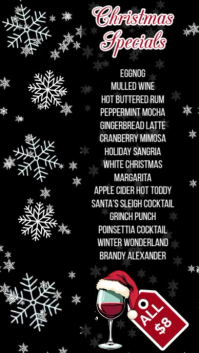Snowing List-based Christmas Bar Cocktail Menu Instagram Reel template