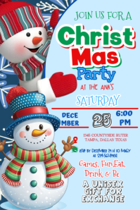 snowman christmas party temple flayer editablet celebration desing merry christmas Plakkaat template