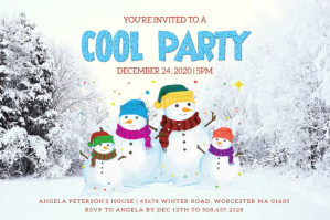 Snowman Family Party Invitation Etiket template